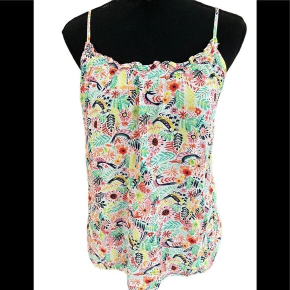 GAP sleeveless top with floral/bird print and adjustable straps, size M - Picture 1 of 6